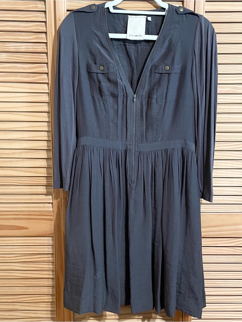Anthropologie Parameter Charcoal Gray Long Sleeve Full Zip Dress